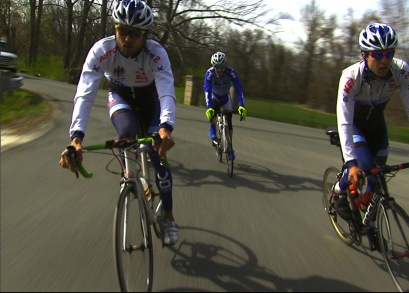 Tim Durrin and friends biking, A Small Good Thing 